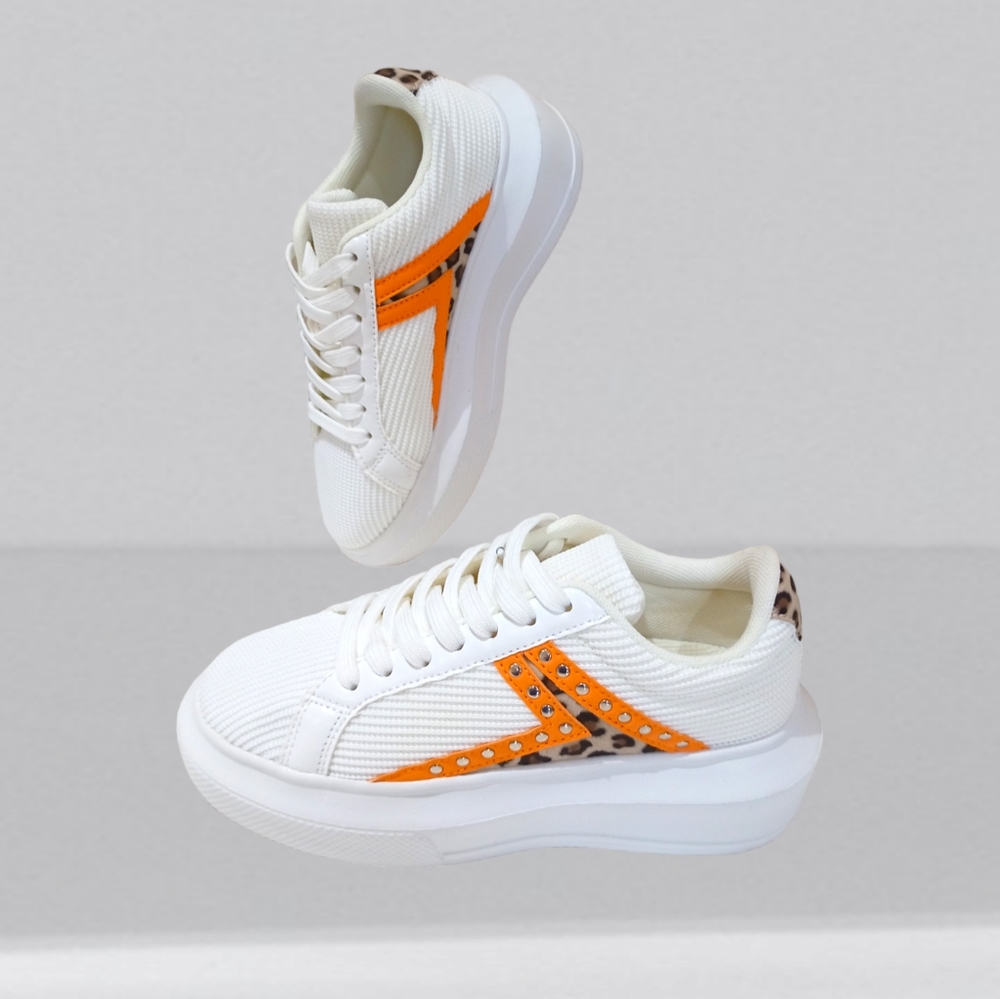 NEW 💐 Cuccoo Leopard Detail Color Block Platform Skate Shoes - Picture 12 of 16